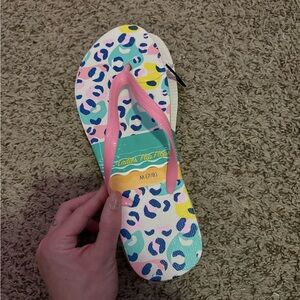 Colorful Leopard Print Flip Flops